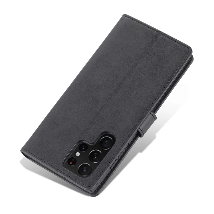 AZNS Funda de Piel de Poliuretano Plegable Protectora Soporte Billetera Cierre Magnético Carcasa Interior de TPU para Samsung Galaxy S22 Ultra 5G - Negro