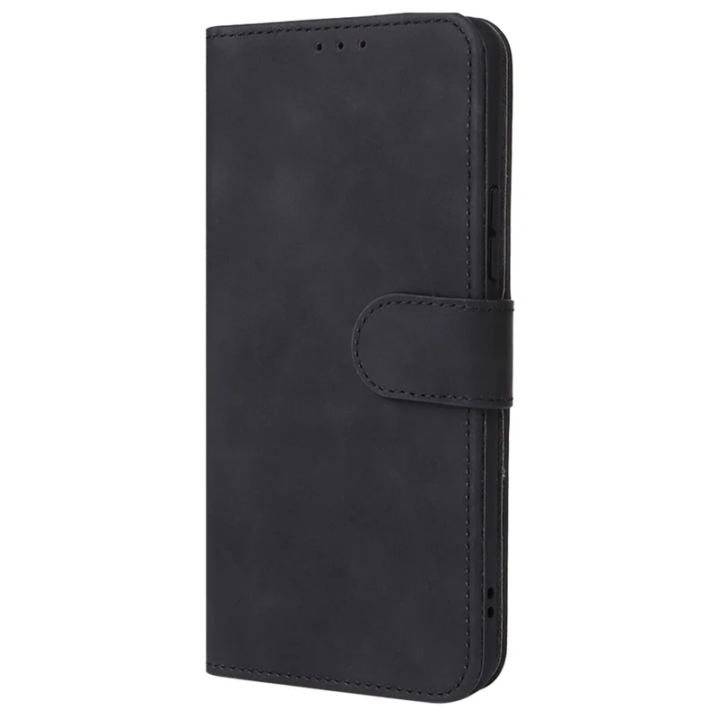 Skin-touch Feeling Anti-fingerprint Shockproof Mobile Phone Case PU Leather Stand Phone Cover Wallet for Samsung Galaxy A53 5G - Black