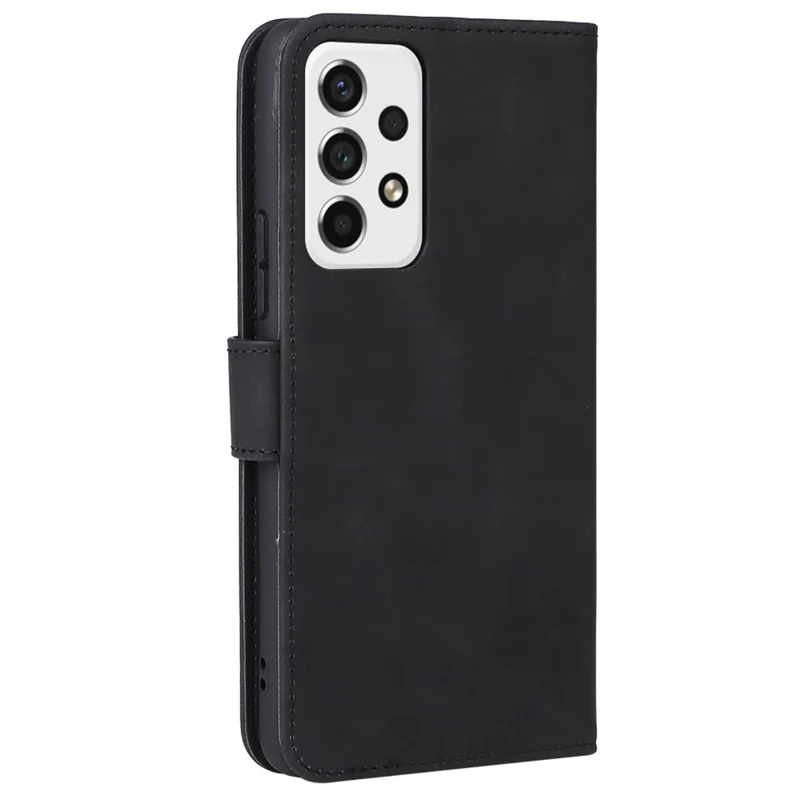 Skin-touch Feeling Anti-fingerprint Shockproof Mobile Phone Case PU Leather Stand Phone Cover Wallet for Samsung Galaxy A53 5G - Black
