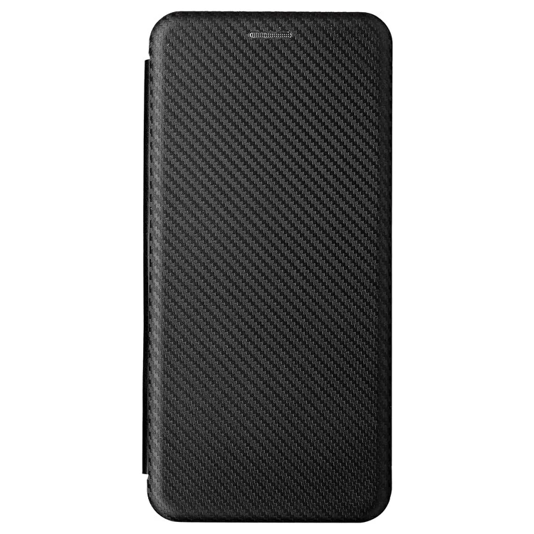 Caixa de Telefone do Suporte Para Cartão de Textura de Fibra de Carbono Tampa de Couro Dobrável PU PU Para Samsung Galaxy A73 5G - Preto