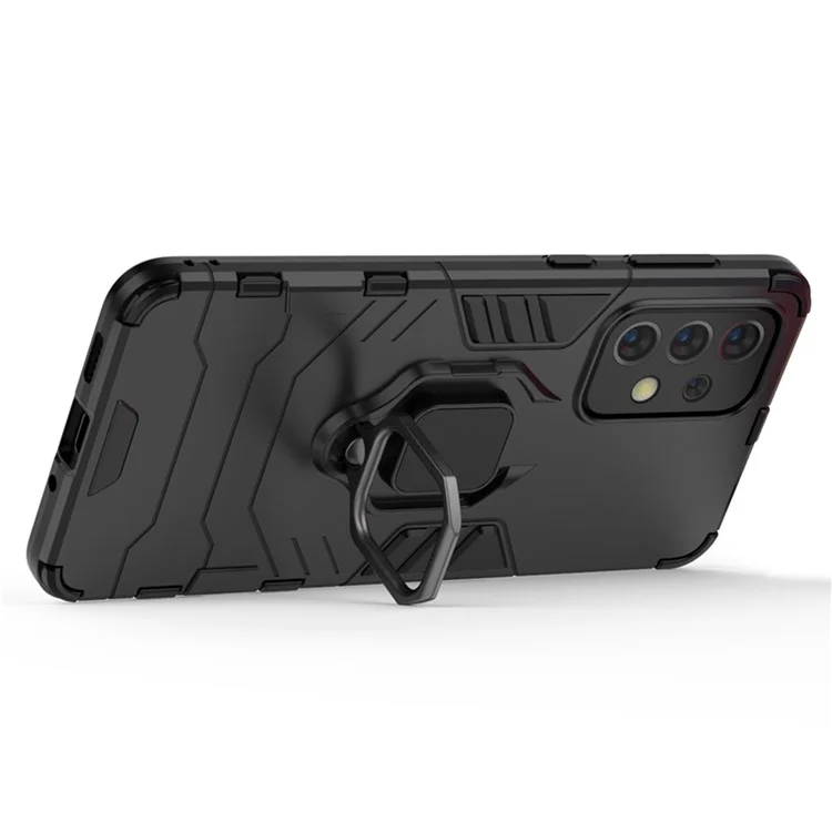Funda protectora de teléfono móvil de PC duro con anillo de sujeción y soporte de Samsung Galaxy A33 5G - Negro