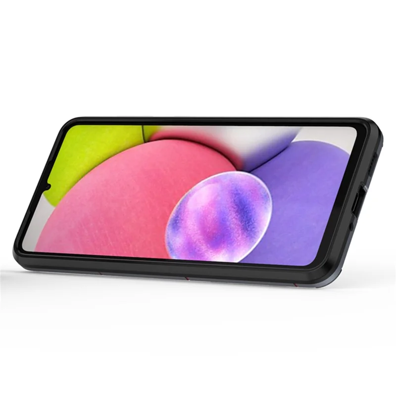 Anti-skrab blød TPU hård PC beskyttende telefonbeslag med ringholder stativ til Samsung Galaxy A33 5G - mørkeblå