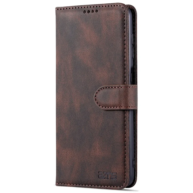 AZNS Full Protection Leather Case Scratch-proof Wallet Stand Phone Cover for Samsung Galaxy A22 4G (EU Version) - Brown