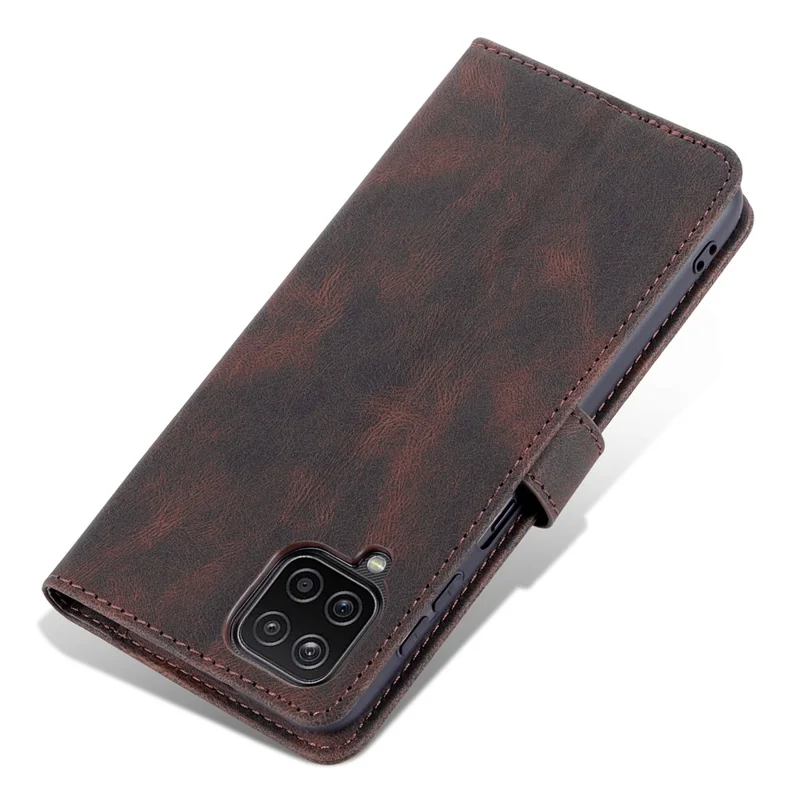 AZNS Full Protection Leather Case Scratch-proof Wallet Stand Phone Cover for Samsung Galaxy A22 4G (EU Version) - Brown