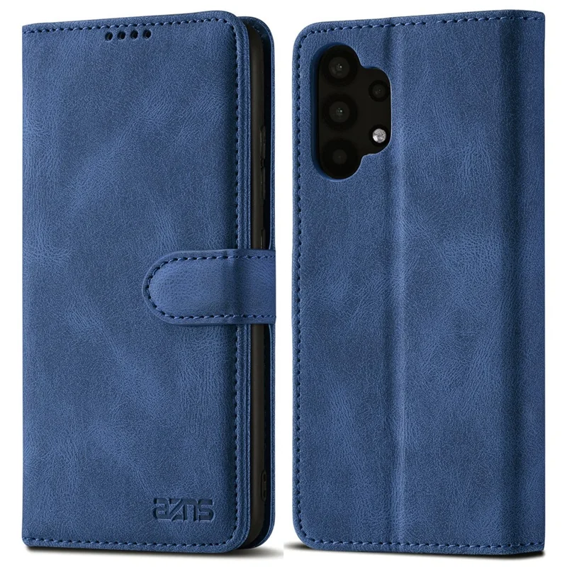 AZNS Magnetic Clasp Leather Case Drop-proof Fully Wrapped Wallet Stand Phone Cover for Samsung Galaxy A32 4G (EU Version) - Blue