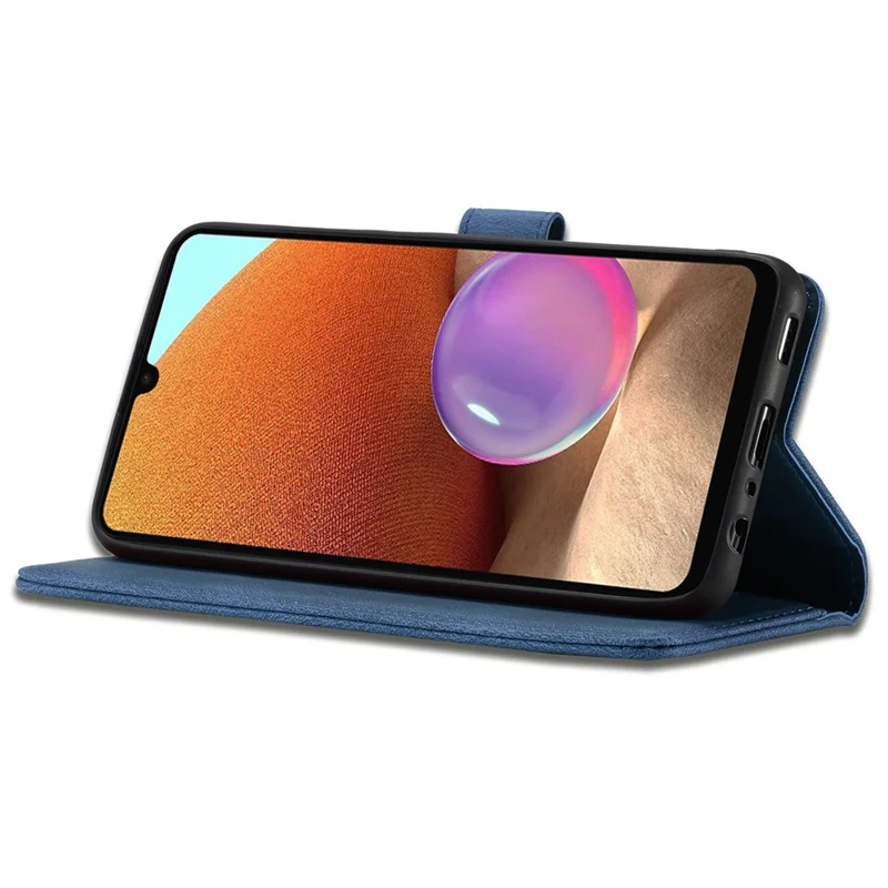 AZNS Magnetic Clasp Leather Case Drop-proof Fully Wrapped Wallet Stand Phone Cover for Samsung Galaxy A32 4G (EU Version) - Blue