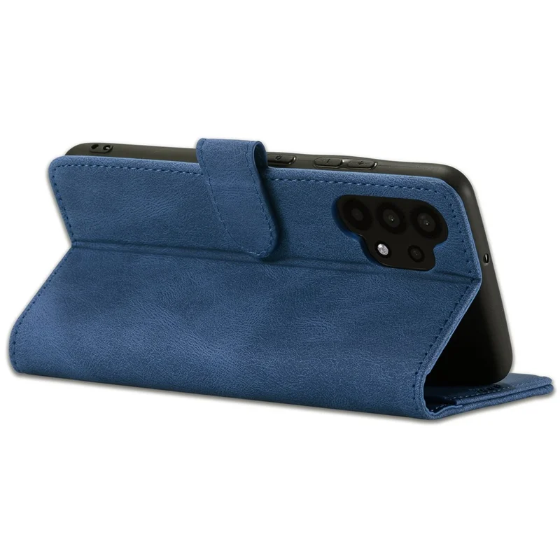 AZNS Magnetic Clasp Leather Case Drop-proof Fully Wrapped Wallet Stand Phone Cover for Samsung Galaxy A32 4G (EU Version) - Blue