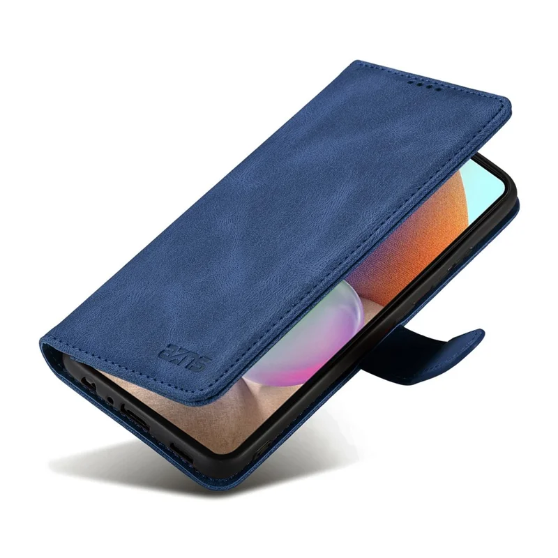 AZNS Magnetic Clasp Leather Case Drop-proof Fully Wrapped Wallet Stand Phone Cover for Samsung Galaxy A32 4G (EU Version) - Blue