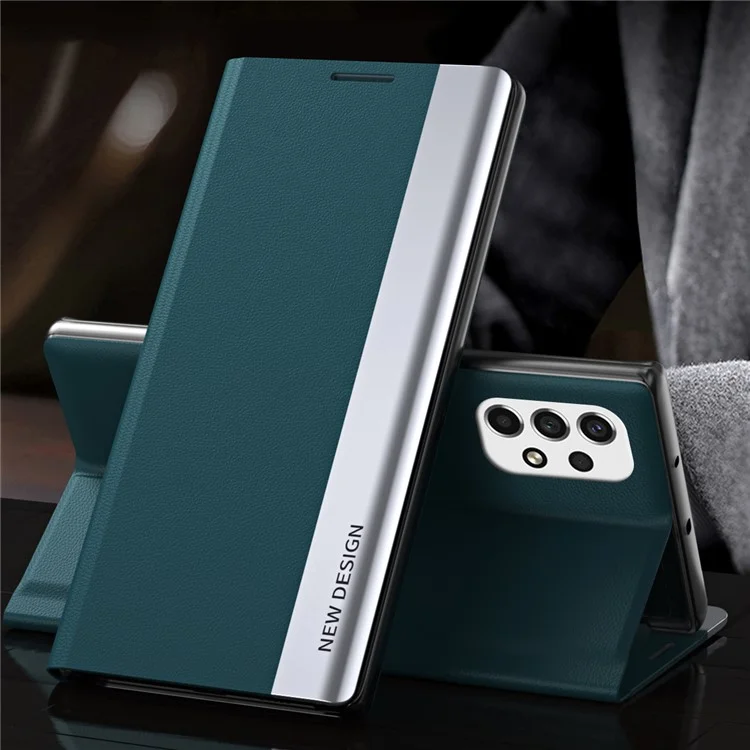 Funda de teléfono de piel sintética de pie para Samsung Galaxy A33 5G - Verde