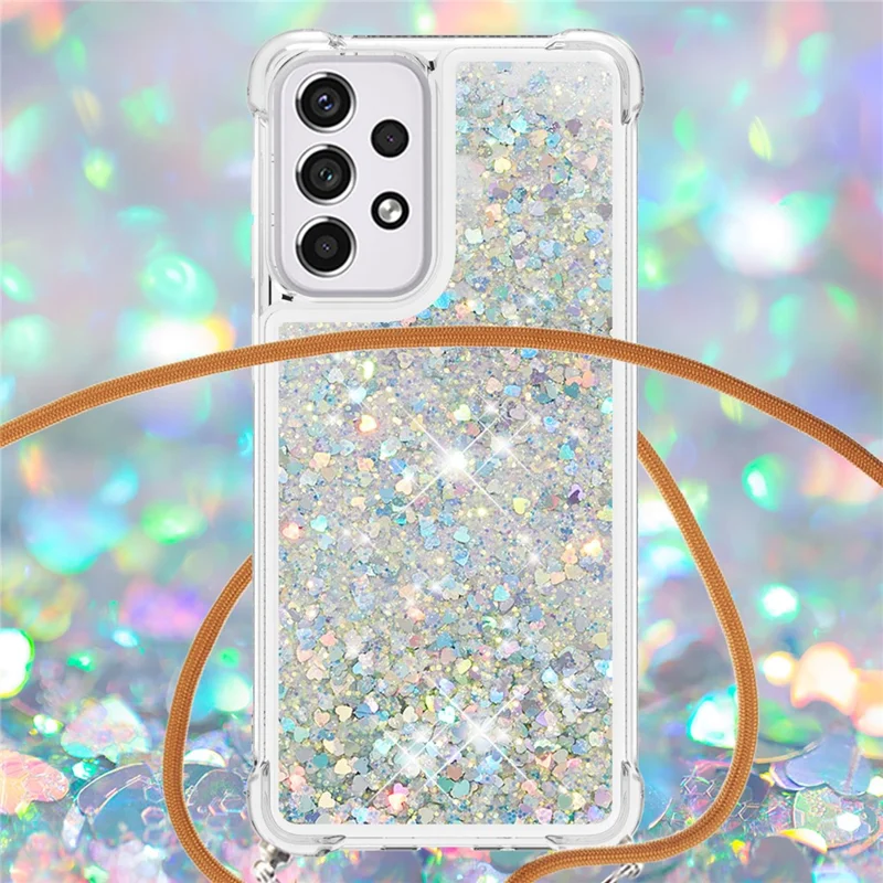 TPU-hoesje voor Samsung Galaxy A33 5G met quicksand-telefoonhoesje en koord - Zilver / Hart