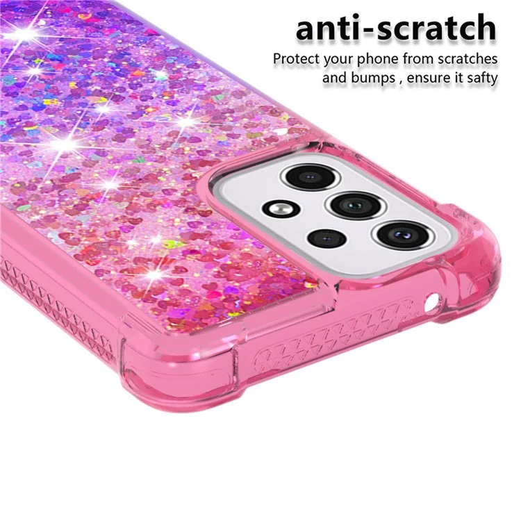 LE3 Series Gradient Glittering Sequins Quicksand TPU Cover Shell Dynamic Fun Phone Case for Samsung Galaxy A33 5G - Pink/Purple