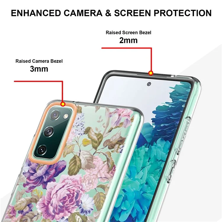 Capa de Telefone LB5 Series Flower Patterns TPU Revestimento Eletrolítico IMD IML Ultra Slim para Samsung Galaxy S20 FE 2022/S20 FE/S20 FE 5G/S20 Fan Edition/S20 Fan Edition 5G/S20 Lite - HC006 Purple Peony