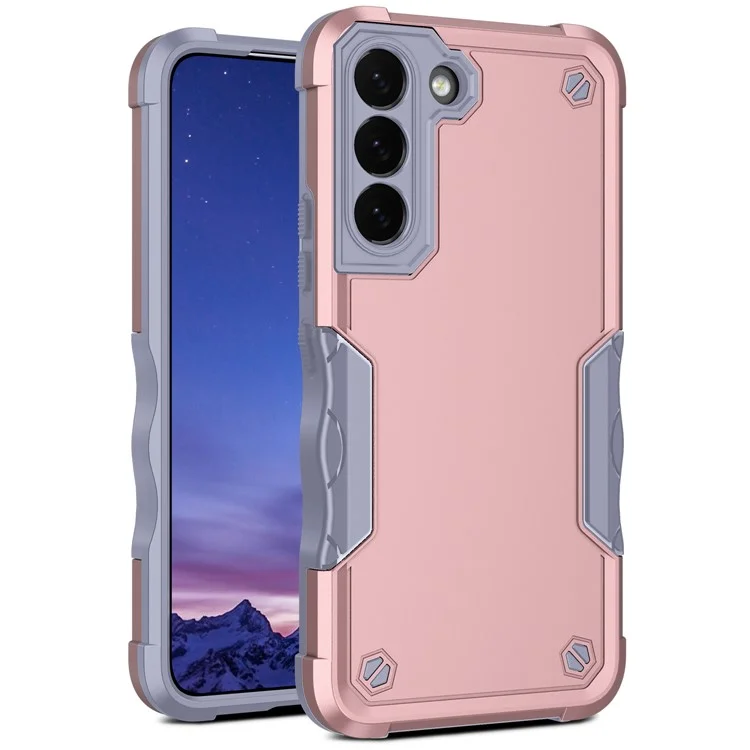 Impact Hybride Impact Antidérapant Soft TPU TPU Hard PC Protective Téléphone Pour Samsung Galaxy S22 + 5G - or Rose