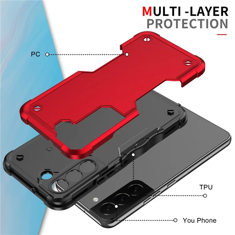 Impact Hybride Impact Antidérapant Soft TPU TPU Hard PC Protective Téléphone Pour Samsung Galaxy S22 + 5G - or Rose