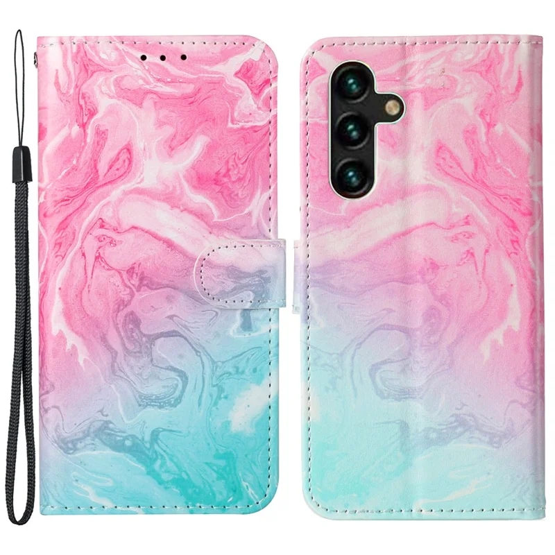 Pattern Printing Leather Case Wallet Stand Phone Cover Shell for Samsung Galaxy A13 5G / A04s 4G (164.7mm) - Pink / Green