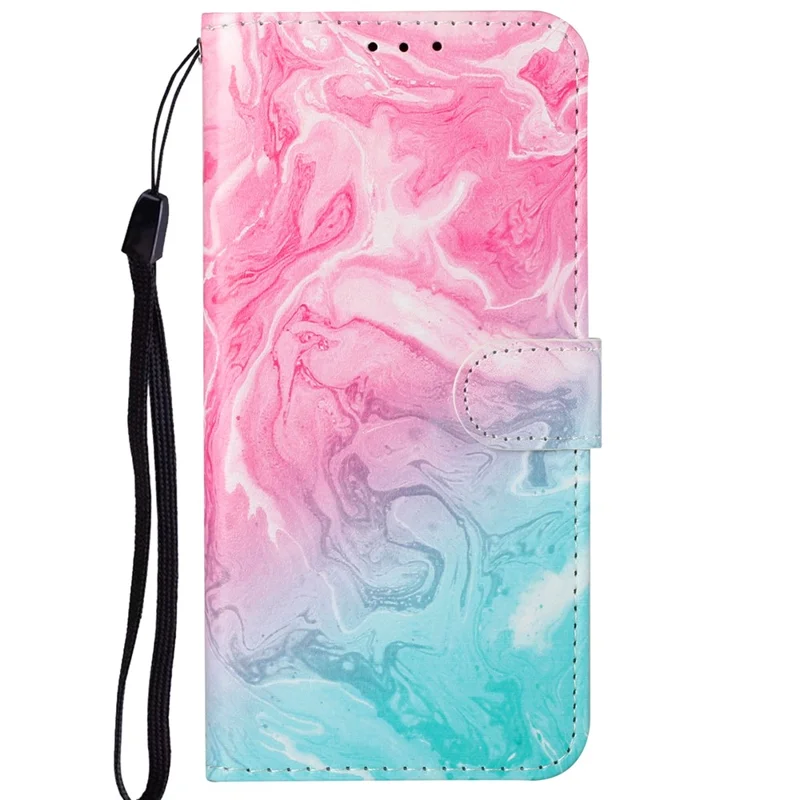 Pattern Printing Leather Case Wallet Stand Phone Cover Shell for Samsung Galaxy A13 5G / A04s 4G (164.7mm) - Pink / Green