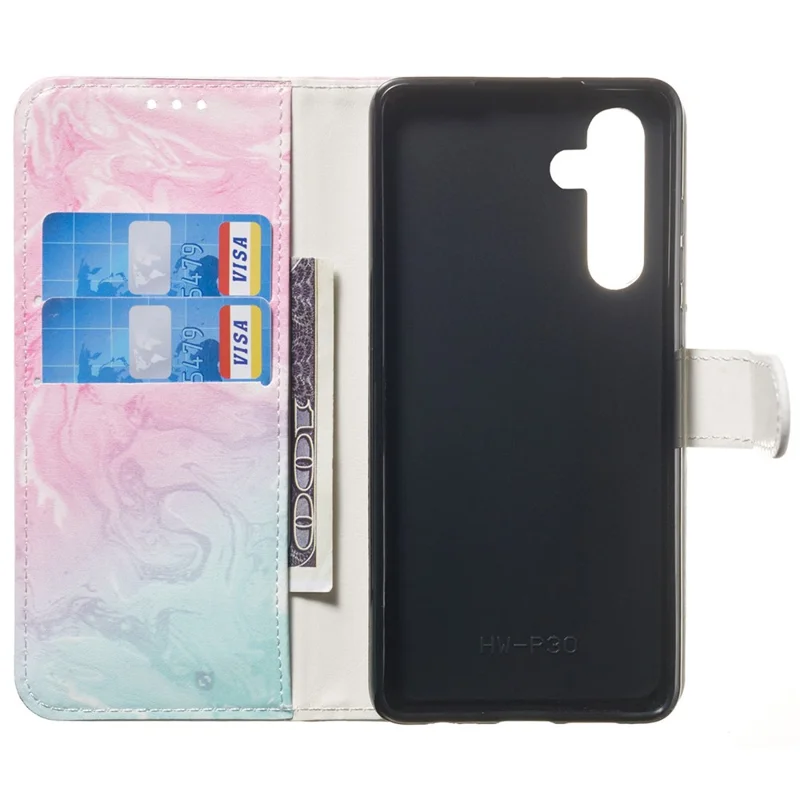 Pattern Printing Leather Case Wallet Stand Phone Cover Shell for Samsung Galaxy A13 5G / A04s 4G (164.7mm) - Pink / Green