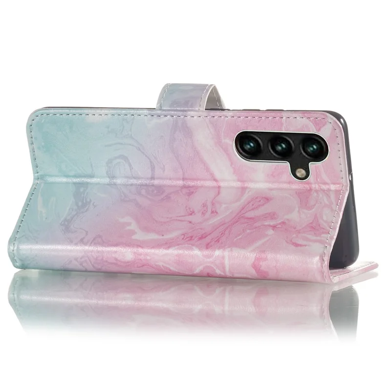 Pattern Printing Leather Case Wallet Stand Phone Cover Shell for Samsung Galaxy A13 5G / A04s 4G (164.7mm) - Pink / Green