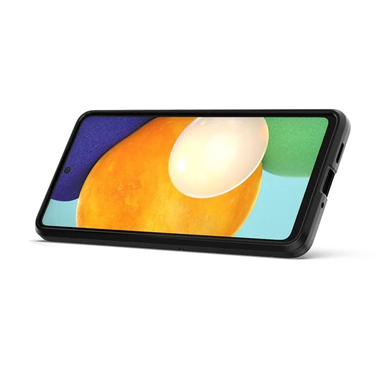 For Samsung Galaxy A73 5G Ring Holder Kickstand PC + TPU Dual Layer Shock Absorption Protective Cover - Black