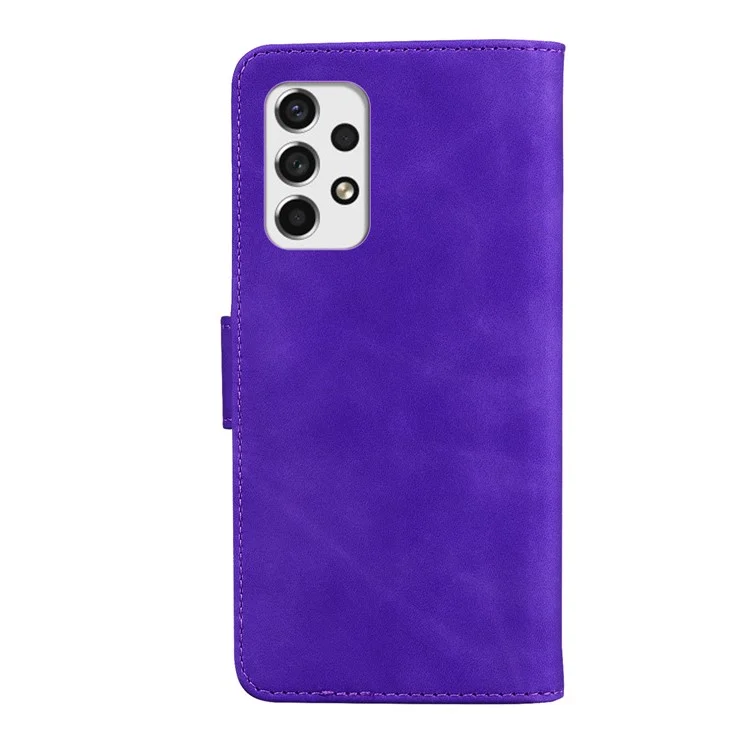 PU Leather + TPU Folio Flip Telephip Color Sólido Anti-scratch Shell Con Billetera de Soporte Para Samsung Galaxy A53 5G - Violeta