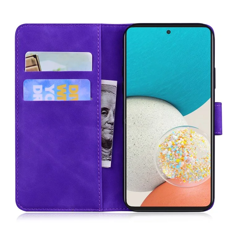 PU Leather + TPU Folio Flip Telephip Color Sólido Anti-scratch Shell Con Billetera de Soporte Para Samsung Galaxy A53 5G - Violeta