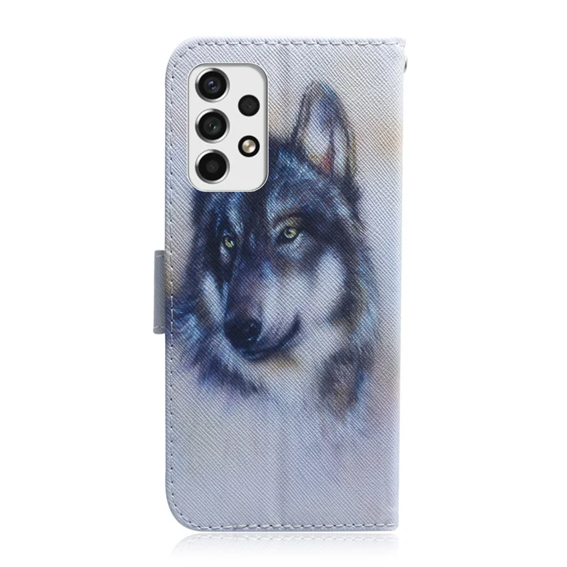 Stand Function Pattern Printing Wallet Mobile Phone Cover PU Leather Magnetic Protective Case for Samsung Galaxy A53 5G - Wolf