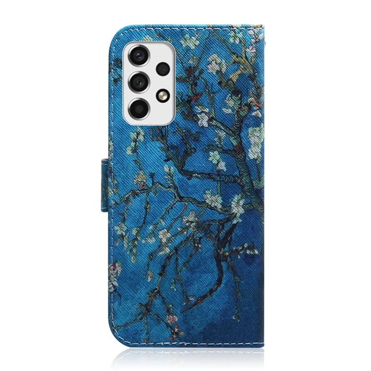 Capa Carteira de Telefone Celular em Couro PU + TPU com Proteção Dupla e Estampa Antiimpacto para Samsung Galaxy A33 5G - Flores de Damasco