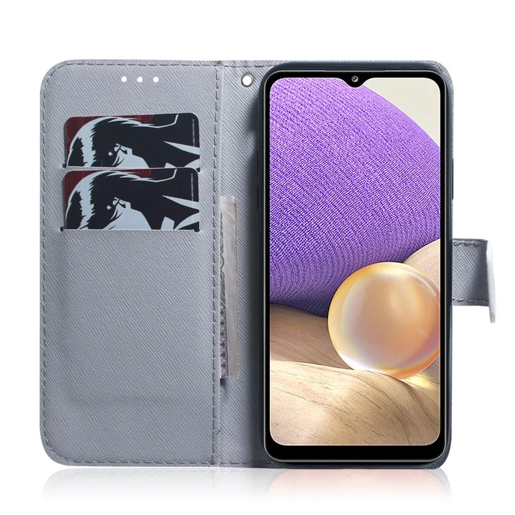Capa Carteira de Telefone Celular em Couro PU + TPU com Proteção Dupla e Estampa Antiimpacto para Samsung Galaxy A33 5G - Flores de Damasco