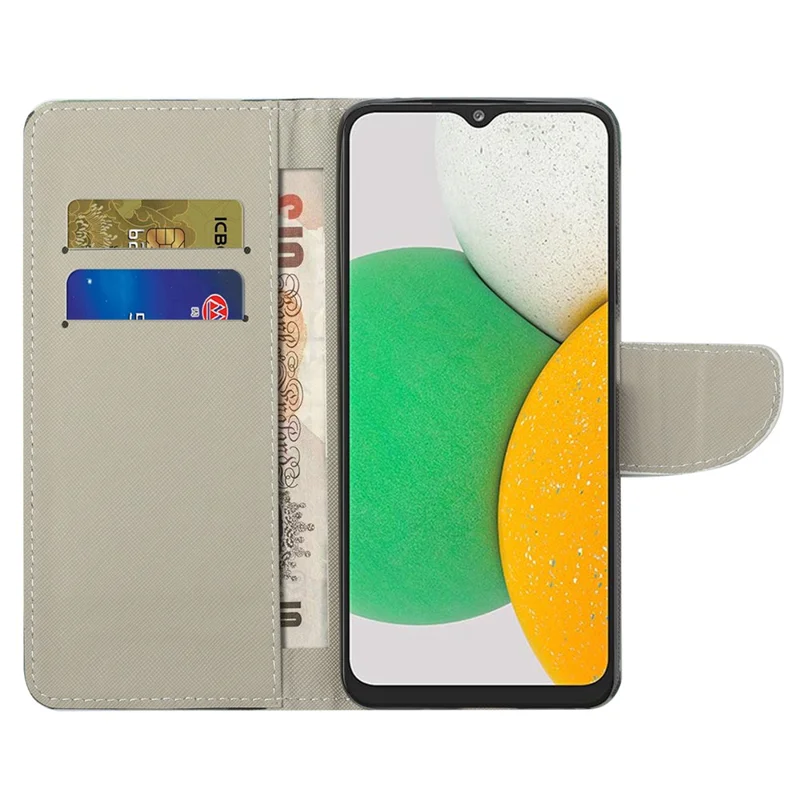 Cross Texture PU Leather Flip Protective Cover Stand Pattern Printing Wallet Phone Case for Samsung Galaxy A03 Core - Green Tree