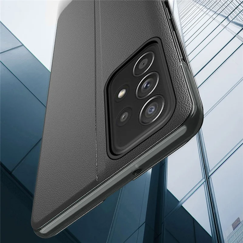 Case View Window PU Leather Stand Cover for Samsung Galaxy A73 5G - Sapphire