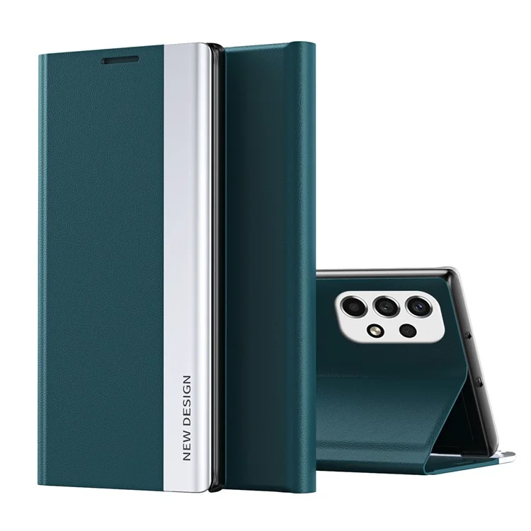 Folio Flip Anti-scratch Shockproof PU Leather Stand Phone Case para Samsung Galaxy A73 5G - Verde