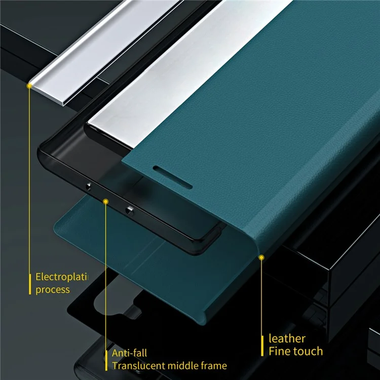 Folio Flip Anti-scratch Shockproof PU Leather Stand Phone Case para Samsung Galaxy A73 5G - Verde