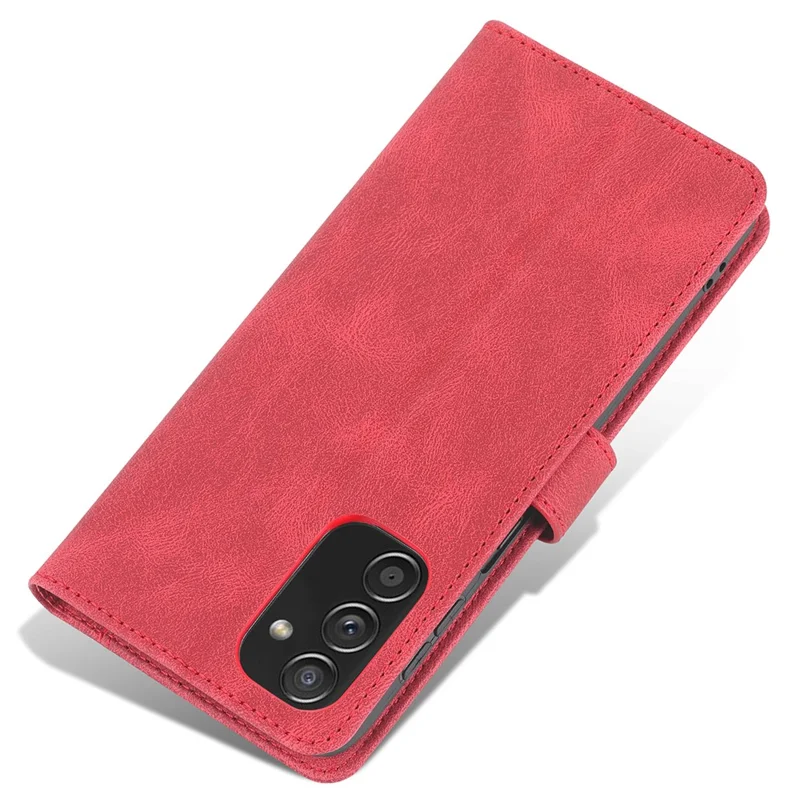 AZNS PU Leather Wallet Stand Full Protection Anti-fall Phone Case Cover for Samsung Galaxy M52 5G - Red