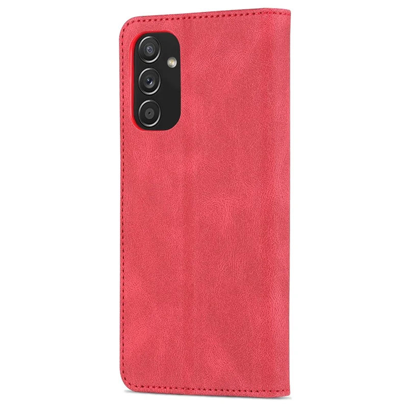 AZNS PU Leather Wallet Stand Full Protection Anti-fall Phone Case Cover for Samsung Galaxy M52 5G - Red