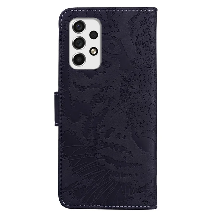 Pour Samsung Galaxy A53 5G Flip Leather Case Protective Phone Cover Imprinting Tiger Pattern Supporting Stand Wallet - Black