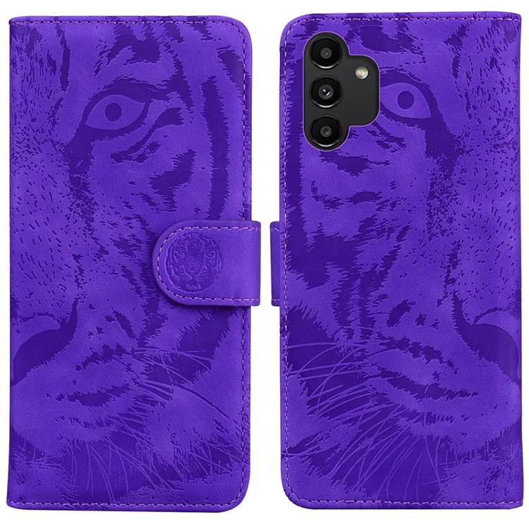 Flip Mobile Phone Bag Case Imprinting Tiger Pattern PU Leather Protective Phone Cover with Stand Wallet for Samsung Galaxy A13 4G - Lila