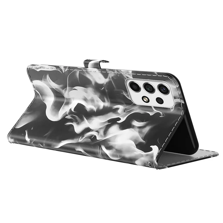 For Samsung Galaxy A53 5G Fashionable Fog Pattern TPU+PU Leather Magnetic Closure Wallet Phone Case Cover - Black