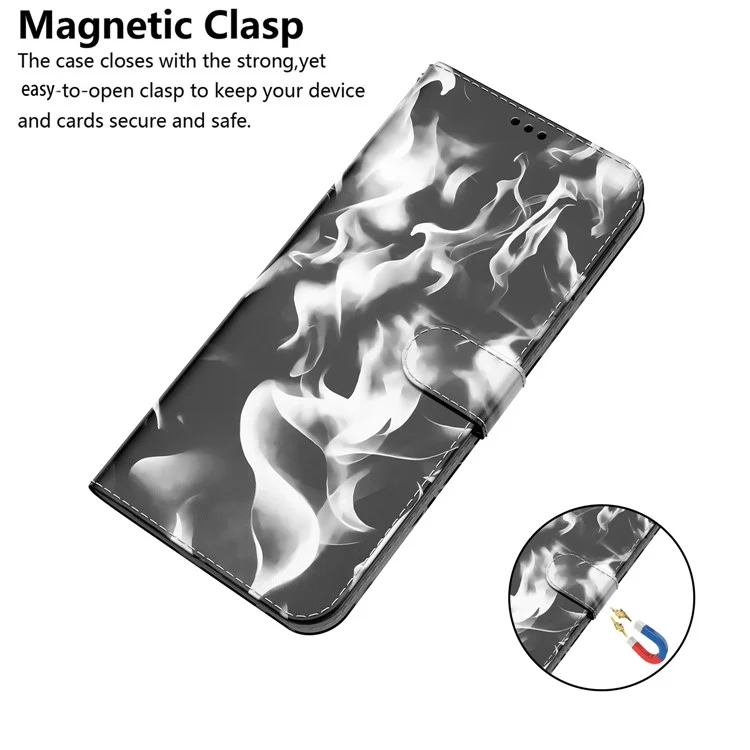 For Samsung Galaxy A53 5G Fashionable Fog Pattern TPU+PU Leather Magnetic Closure Wallet Phone Case Cover - Black