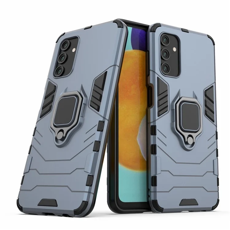 Protección a prueba de golpes 2 en 1 Carcasa híbrida dura de PC suave y flexible de TPU con soporte de anillo para Samsung Galaxy A13 4G/5G - Azul oscuro