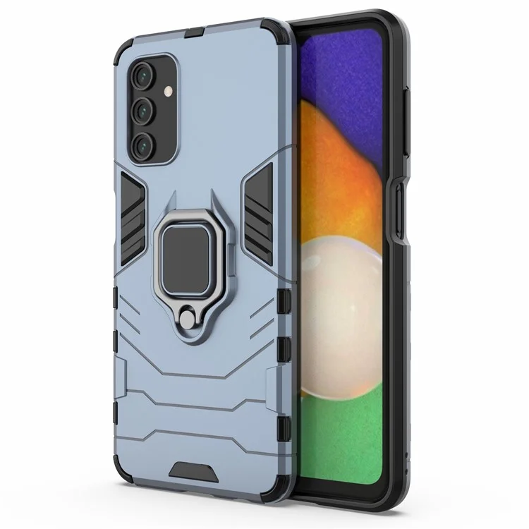 Protección a prueba de golpes 2 en 1 Carcasa híbrida dura de PC suave y flexible de TPU con soporte de anillo para Samsung Galaxy A13 4G/5G - Azul oscuro