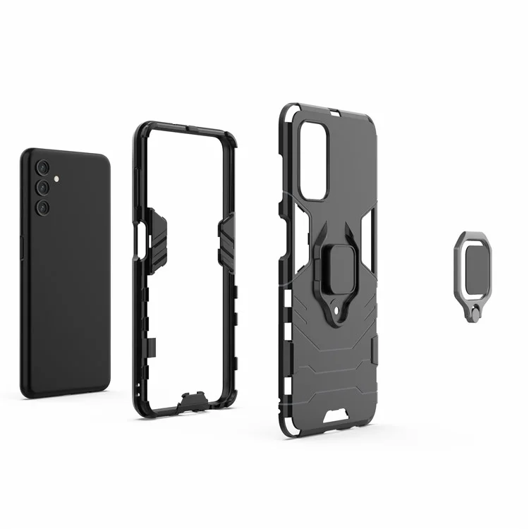 Protección a prueba de golpes 2 en 1 Carcasa híbrida dura de PC suave y flexible de TPU con soporte de anillo para Samsung Galaxy A13 4G/5G - Azul oscuro