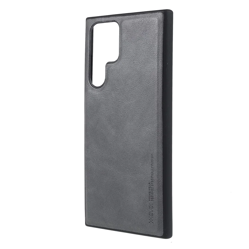 X-LEVEL Vintage Style PU Leather Coated TPU Protective Cover Scratch-resistant Phone Case for Samsung Galaxy S22 Ultra 5G - Grey