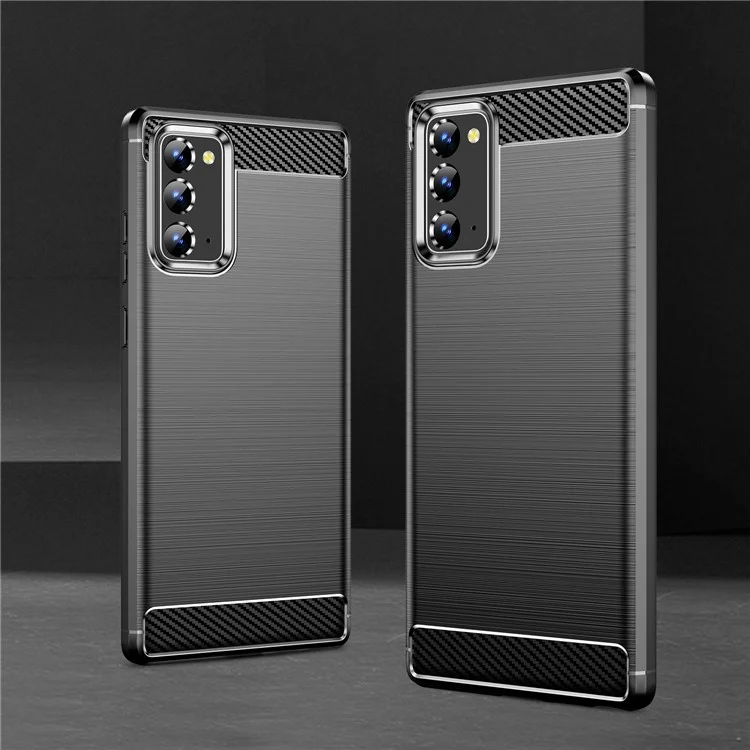 Étui de téléphone portable en TPU flexible, anti-rayures, à texture brossée et résistant aux traces de doigts pour Samsung Galaxy Note20/Note20 5G - Noir