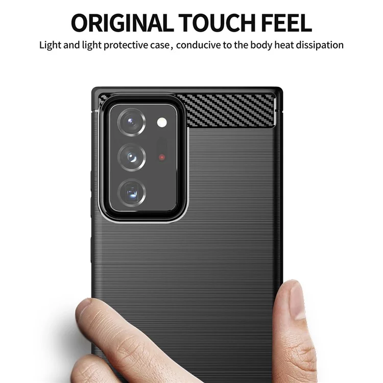 Capa de Telefone Móvel com Textura Suave de Carbono Fino à prova de Impactos de 1,8 mm para Samsung Galaxy Note 20 Ultra/Note 20 Ultra 5G - Preto