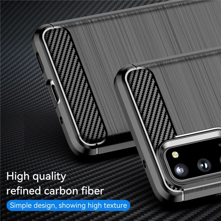 Fibra de Carbono de 1,8 mm Textura Cepillada Anti-fingerprint Suave Tpu Anti-drop Portada de la Caja Del Teléfono Para Samsung Galaxy S20 4G/S20 5G - Negro