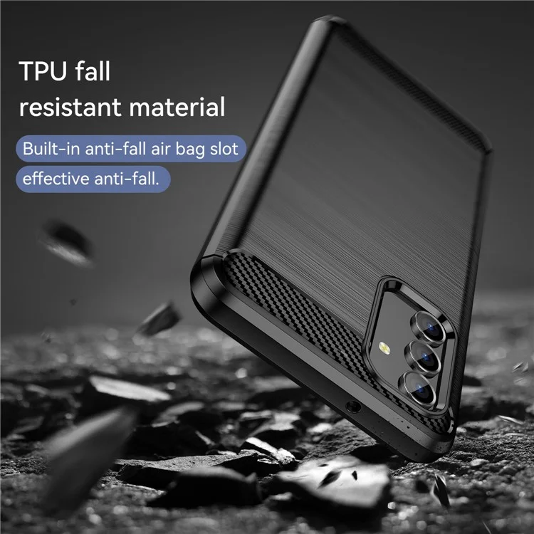 Pour Samsung Galaxy A13 4G / 5G / A04s 1,8 mm Texture Fibre de Carbone Étui TPU Résistant aux Empreintes Digitales Résistant aux Rayures Surface Brossée Housse Protectrice de Téléphone - Noir