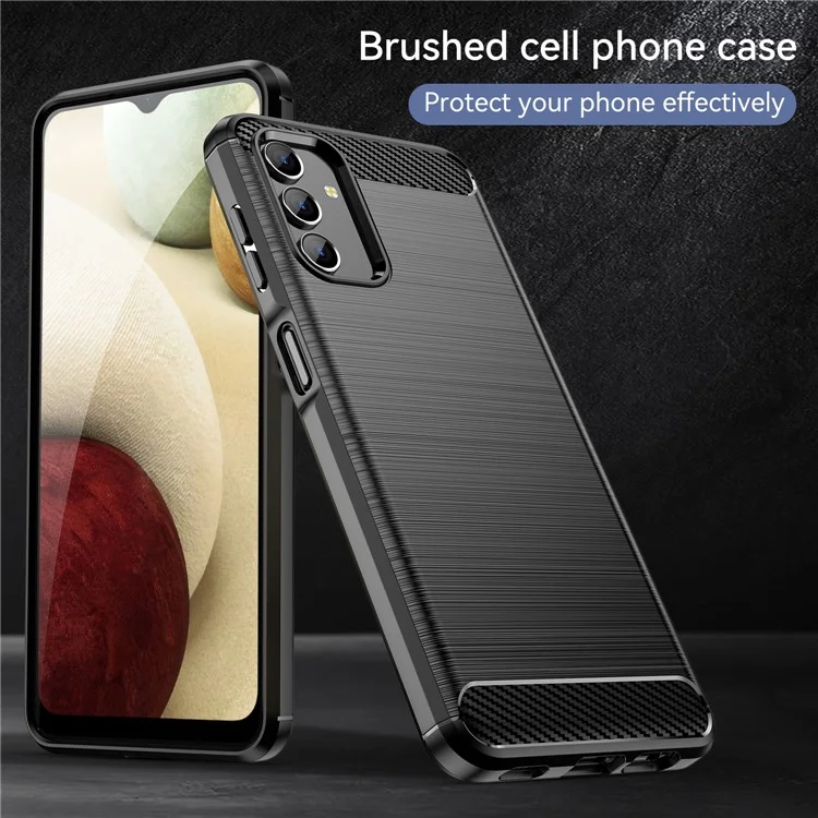 Pour Samsung Galaxy A13 4G / 5G / A04s 1,8 mm Texture Fibre de Carbone Étui TPU Résistant aux Empreintes Digitales Résistant aux Rayures Surface Brossée Housse Protectrice de Téléphone - Noir