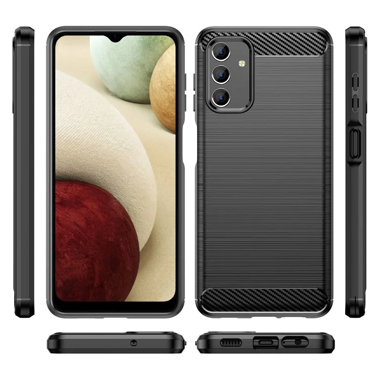 Pour Samsung Galaxy A13 4G / 5G / A04s 1,8 mm Texture Fibre de Carbone Étui TPU Résistant aux Empreintes Digitales Résistant aux Rayures Surface Brossée Housse Protectrice de Téléphone - Noir
