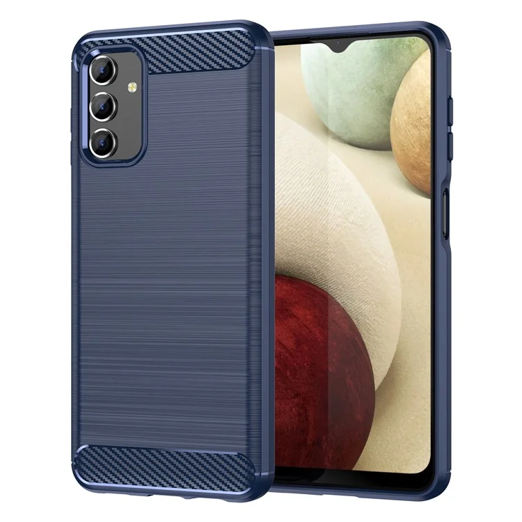 Para Samsung Galaxy A13 4G / 5G / A04s Textura de Fibra de Carbono de 1,8 mm Funda de TPU Resistente a Arañazos y Huellas Dactilares Superficie Cepillada Funda Protectora de Teléfono - Azul