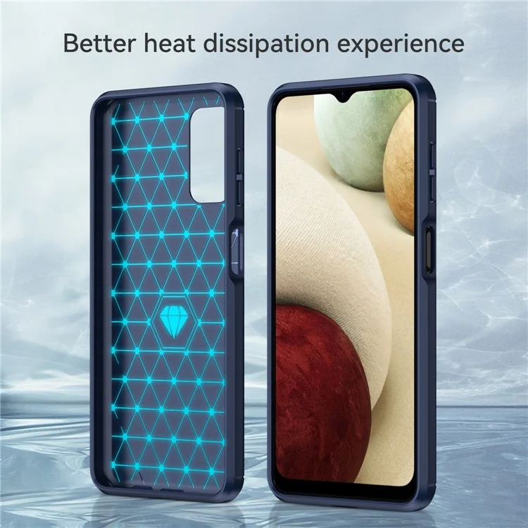 Para Samsung Galaxy A13 4G / 5G / A04s Textura de Fibra de Carbono de 1,8 mm Funda de TPU Resistente a Arañazos y Huellas Dactilares Superficie Cepillada Funda Protectora de Teléfono - Azul